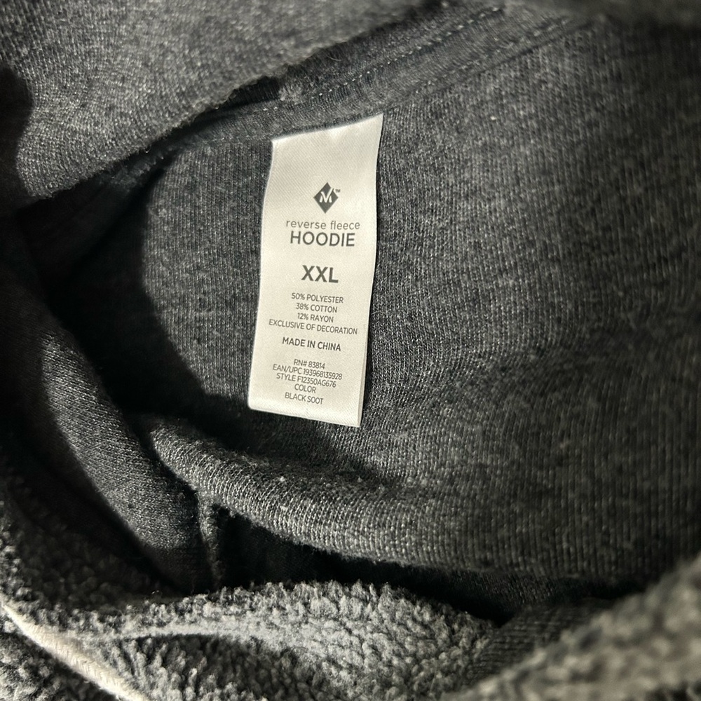 Member's Mark Dark Gray Two Toned Reverse Fleece Hoodie Size 2XL - Picture 3 of 5